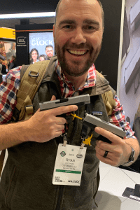 Ryan Cleckner dual-wielding the Glock 43X and Glock 48 models.