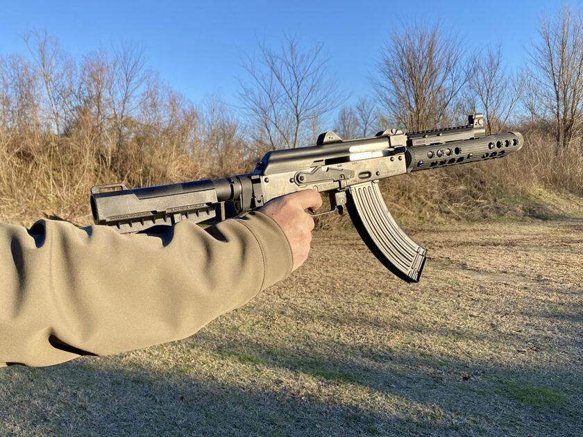 Zastava APAP92 review: shooting it one-handed with a brace.