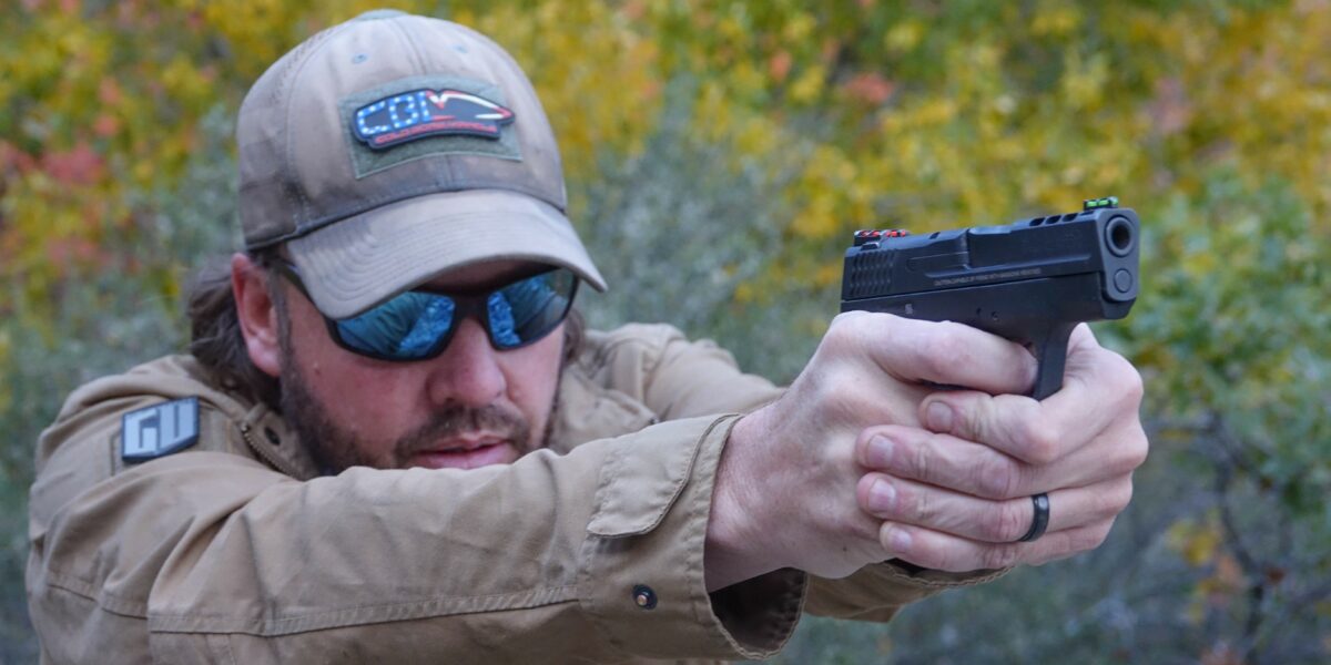 Showing proper handling of the S&W M&P9 Shield pistol SW MP9 Shield Plus Hero